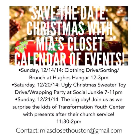 Save The Dates Mia's Closet Christmas Houston