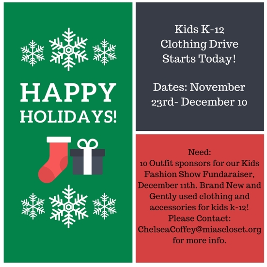 Kids K-12 Clothing Drive Starts Today!