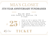 Join us! Mia’s Closet 5th Year Anniversary Party Friday, May&nbsp;20th!